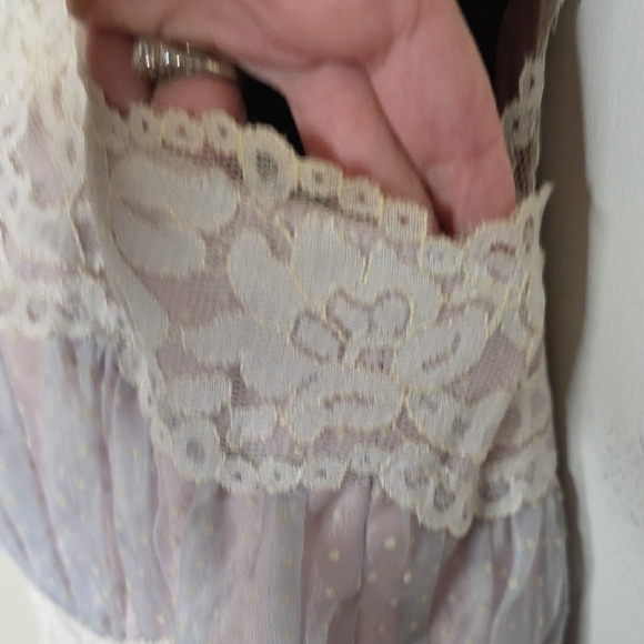 Elegant Lace Trimmed Maxi Dress VINTAGE, PROM , HIPPIE BOHO - Picture 6 of 11